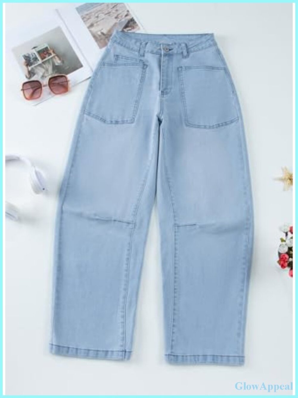 Baggy Barrel Jeans High Waisted Wide Leg Boyfriend Denim Ankle Pants - Picture 2 of 6
